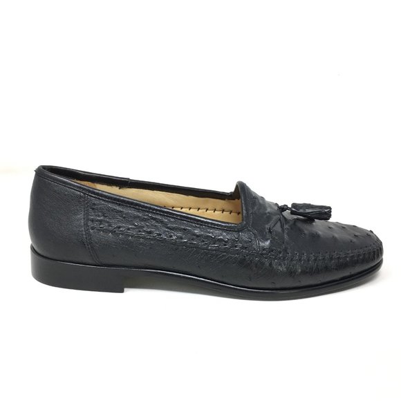 NEW Zelli Loafers Shoes Size 12 Black Full Ostrich main image 8